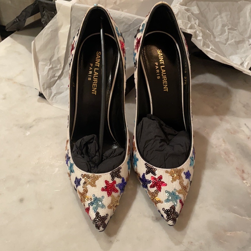 NIB AUTHENTIC YSL sequin star pumps- 37.5